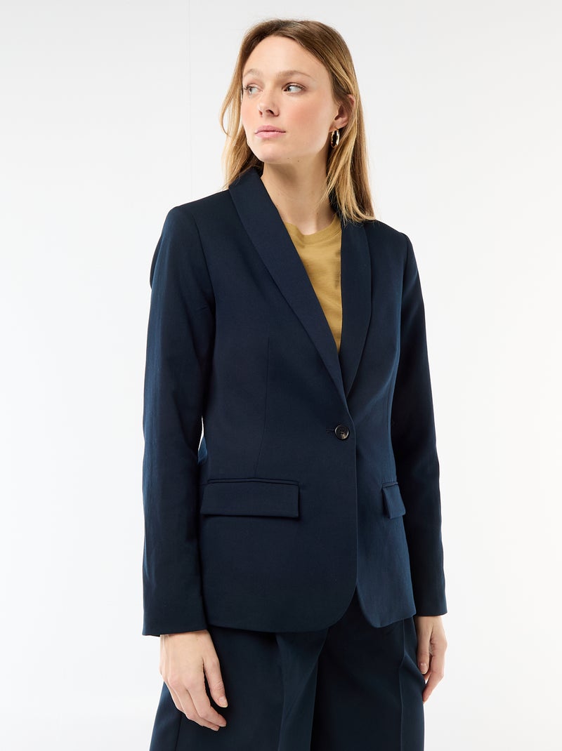 Getailleerde blazer met sjaalkraag Blauw - Kiabi