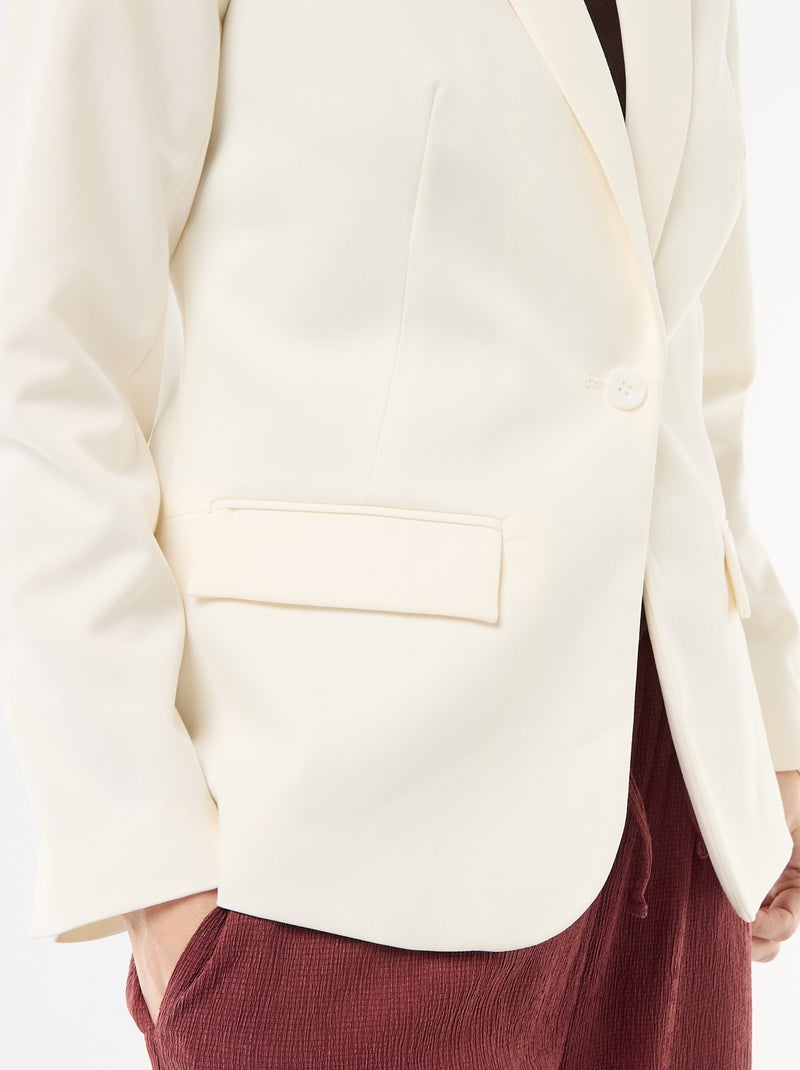 Getailleerde blazer met sjaalkraag Wit - Kiabi