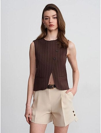 Getailleerde Crêpe Short Met Hoge Taille En Riem