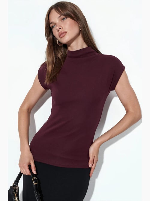 Getailleerde gebreide blouse met col en korte mouwen busem - Kiabi