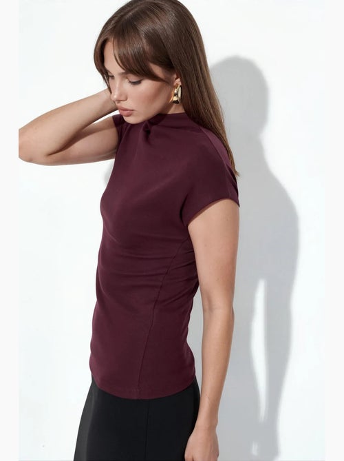 Getailleerde gebreide blouse met col en korte mouwen busem - Kiabi