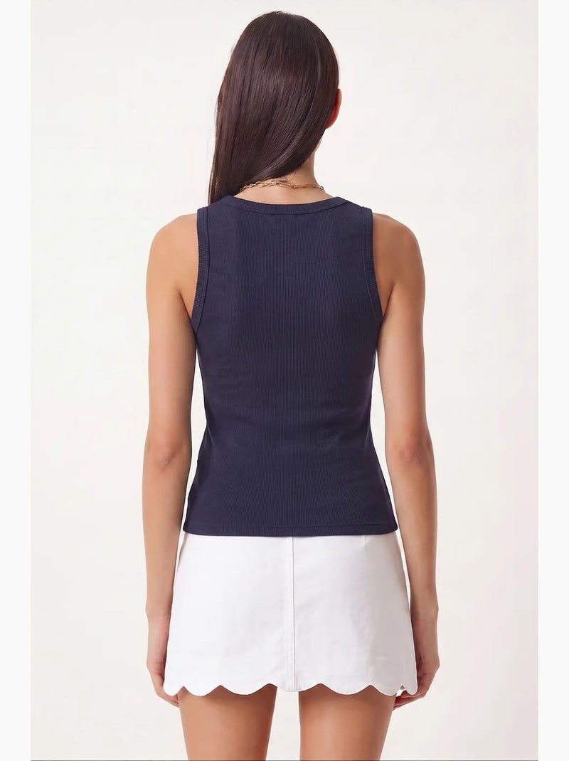 Getailleerde gebreide tanktop met u-hals, 2-pack istanbul Donkerroze - Kiabi