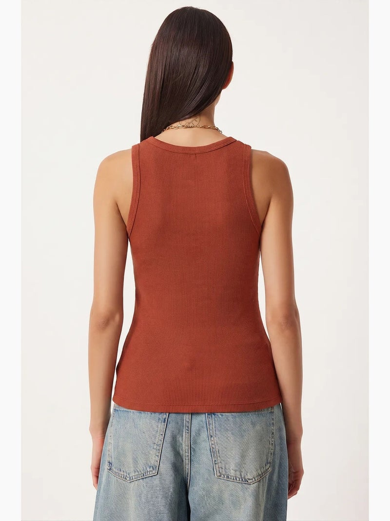 Getailleerde gebreide tanktop met u-hals, 2-pack istanbul Flesgroen - Kiabi