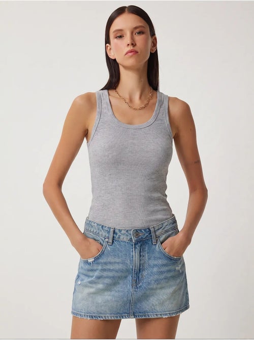 Getailleerde gebreide tanktop met u-hals, 2-pack istanbul - Kiabi Getailleerde gebreide tanktop met u-hals, 2-pack istanbul - Kiabi