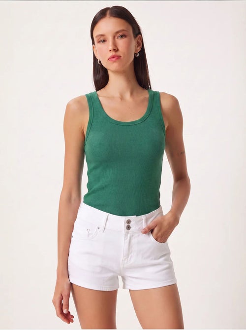 Getailleerde gebreide tanktop met u-hals, 2-pack istanbul - Kiabi Getailleerde gebreide tanktop met u-hals, 2-pack istanbul - Kiabi
