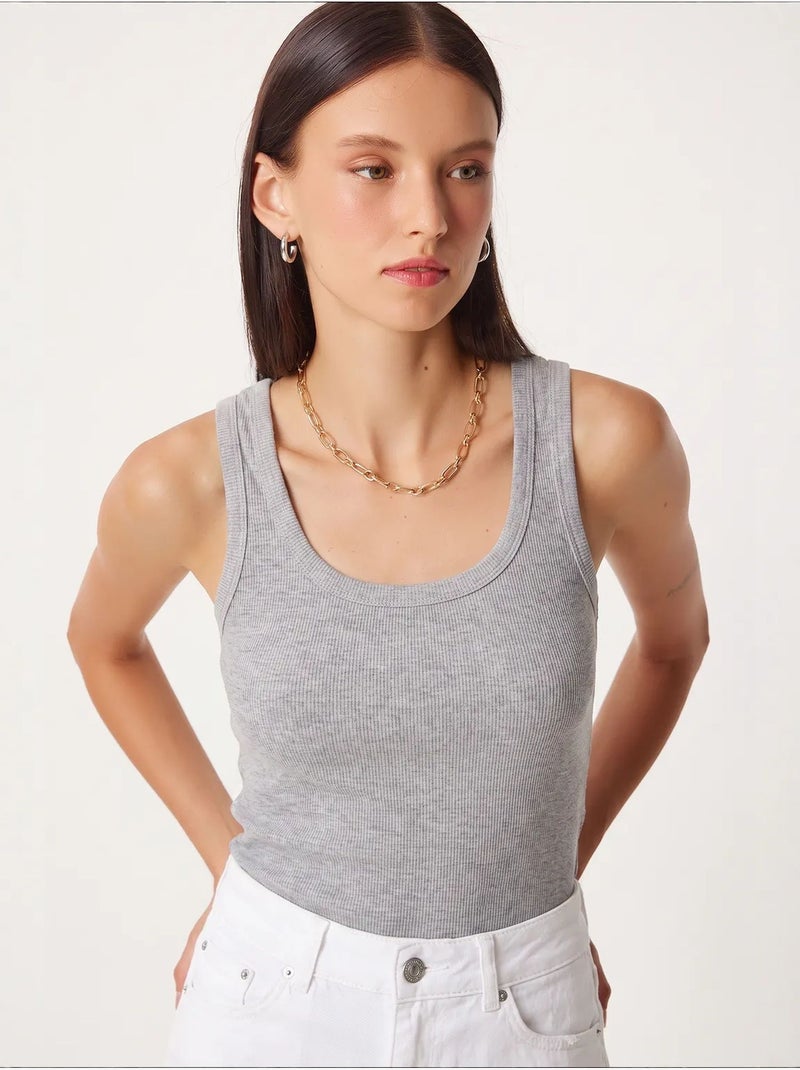 Getailleerde gebreide tanktop met u-hals, 2-pack istanbul Groen - Kiabi