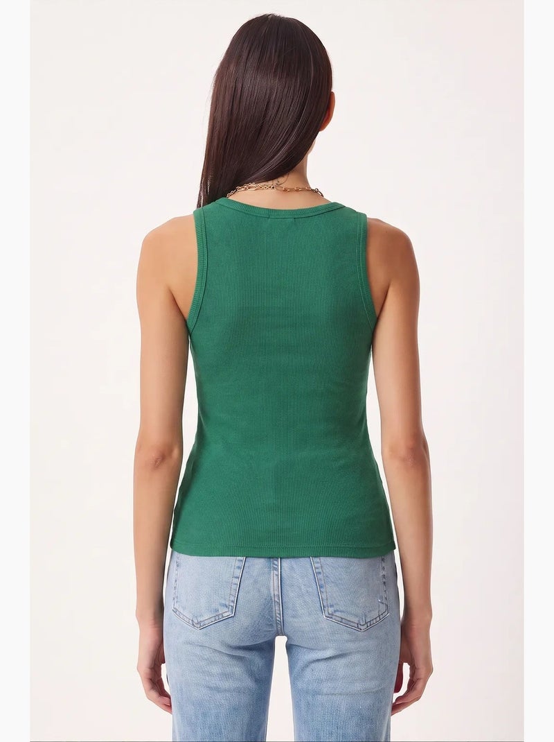 Getailleerde gebreide tanktop met u-hals, 2-pack istanbul Jadegoren - Kiabi