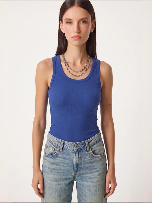 Getailleerde gebreide tanktop met u-hals, 2-pack istanbul - Kiabi Getailleerde gebreide tanktop met u-hals, 2-pack istanbul - Kiabi