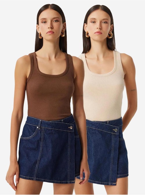 Getailleerde gebreide tanktop met u-hals, 2-pack istanbul - Kiabi Getailleerde gebreide tanktop met u-hals, 2-pack istanbul - Kiabi