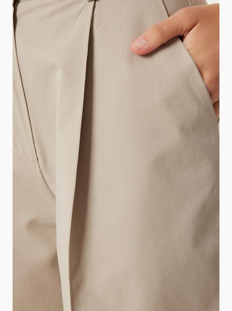 Getailleerde geweven shorts met ceintuur istanbul Klei-beige - Kiabi