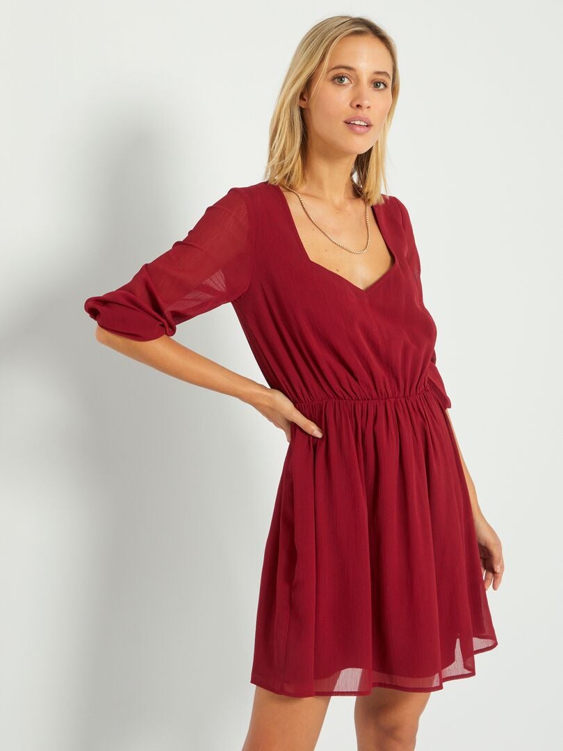 Getailleerde jurk van kreukeltricot - rode bordeaux - Kiabi €