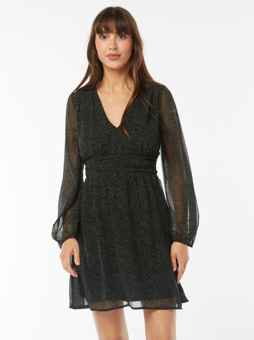 Getailleerde jurk van kreukeltricot - Kiabi