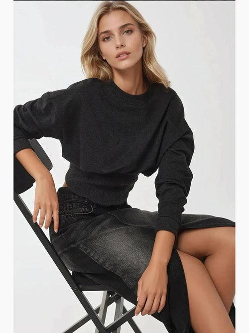 Getailleerde ronde hals korset gebreide sweatshirt hiccup - Kiabi