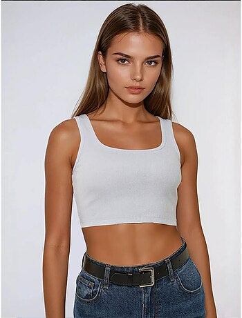 Getailleerde tanktop met ronde hals en cropped hals hiccup