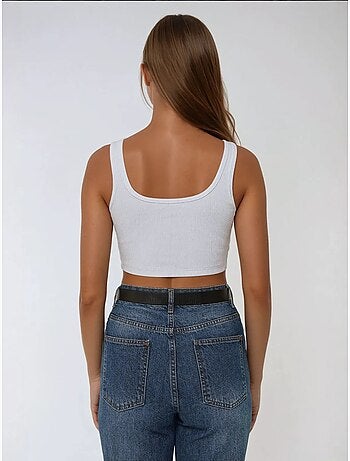 Getailleerde tanktop met ronde hals en cropped hals hiccup