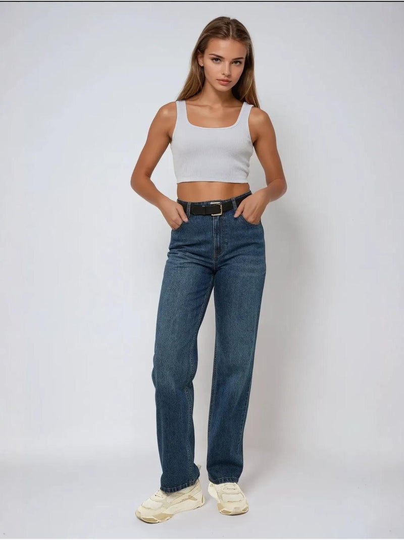 Getailleerde tanktop met ronde hals en cropped hals hiccup Wit - Kiabi