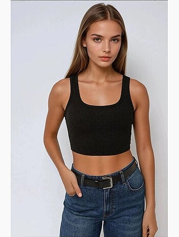 Getailleerde tanktop met ronde hals en cropped hals hiccup