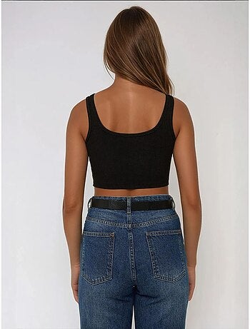 Getailleerde tanktop met ronde hals en cropped hals hiccup