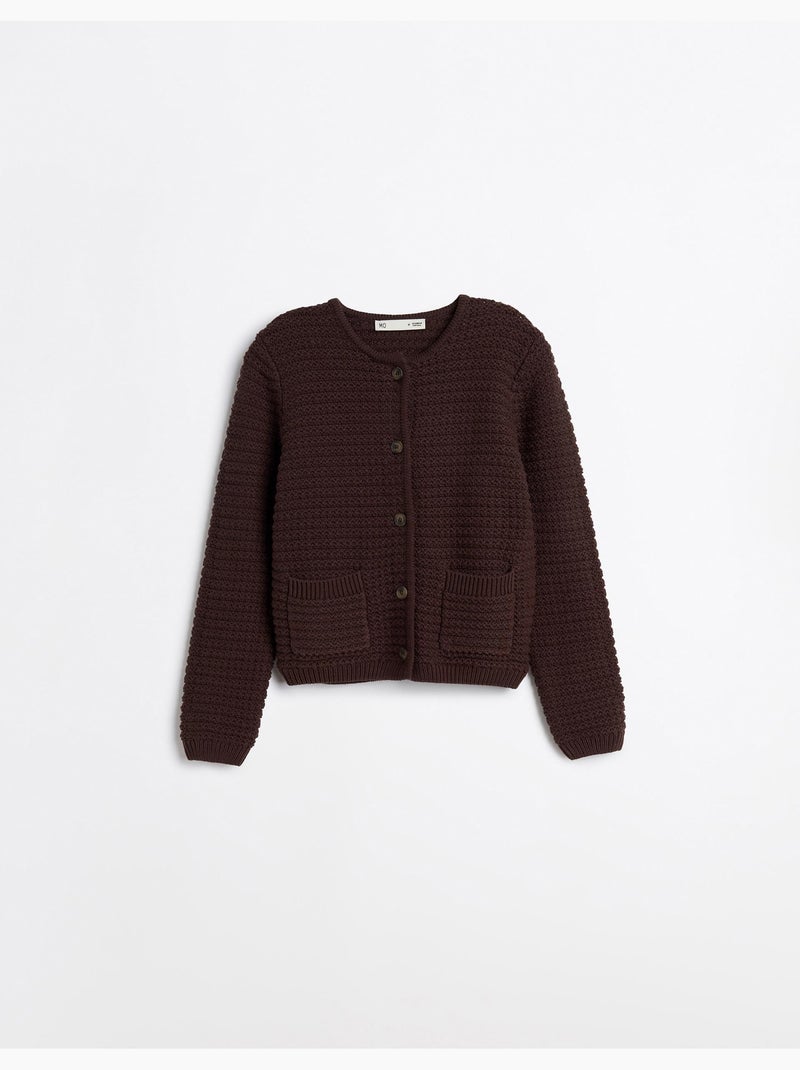 Getextureerd gebreid jasje, mo fashion Bruin - Kiabi