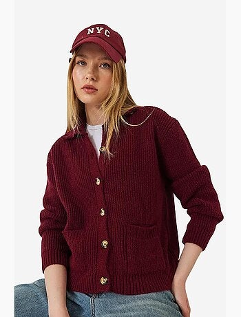 Getextureerd gebreid vest met lange mouwen lucci