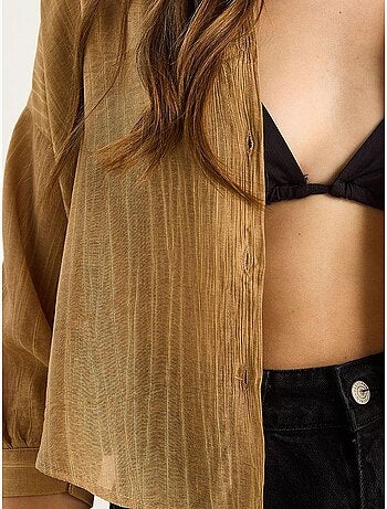 Getextureerd gestreept cropped overhemd met knoopsluiting en borstzak lucci