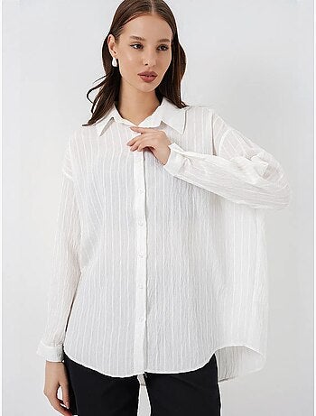 Getextureerd gestreept oversized overhemd met knoopsluiting bdart