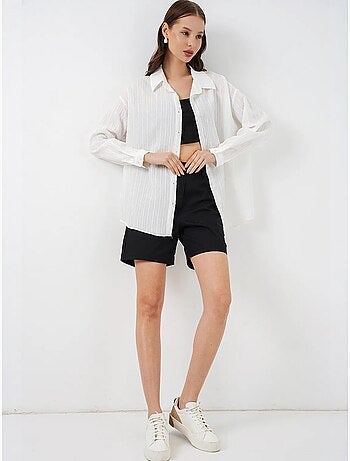 Getextureerd gestreept oversized overhemd met knoopsluiting bdart