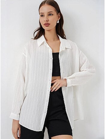 Getextureerd gestreept oversized overhemd met knoopsluiting bdart