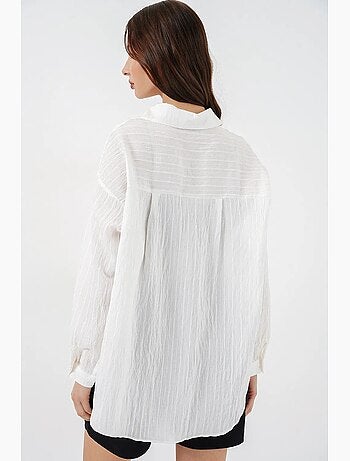Getextureerd gestreept oversized overhemd met knoopsluiting bdart
