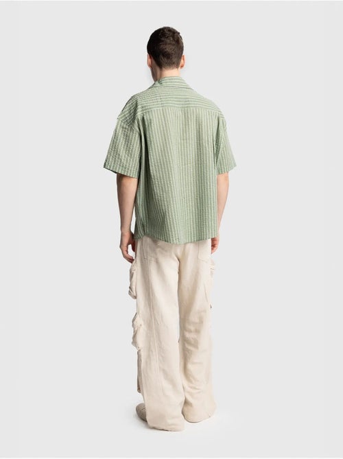 Getextureerd gestreept shirt met korte mouwen en borstzak giesto - Kiabi