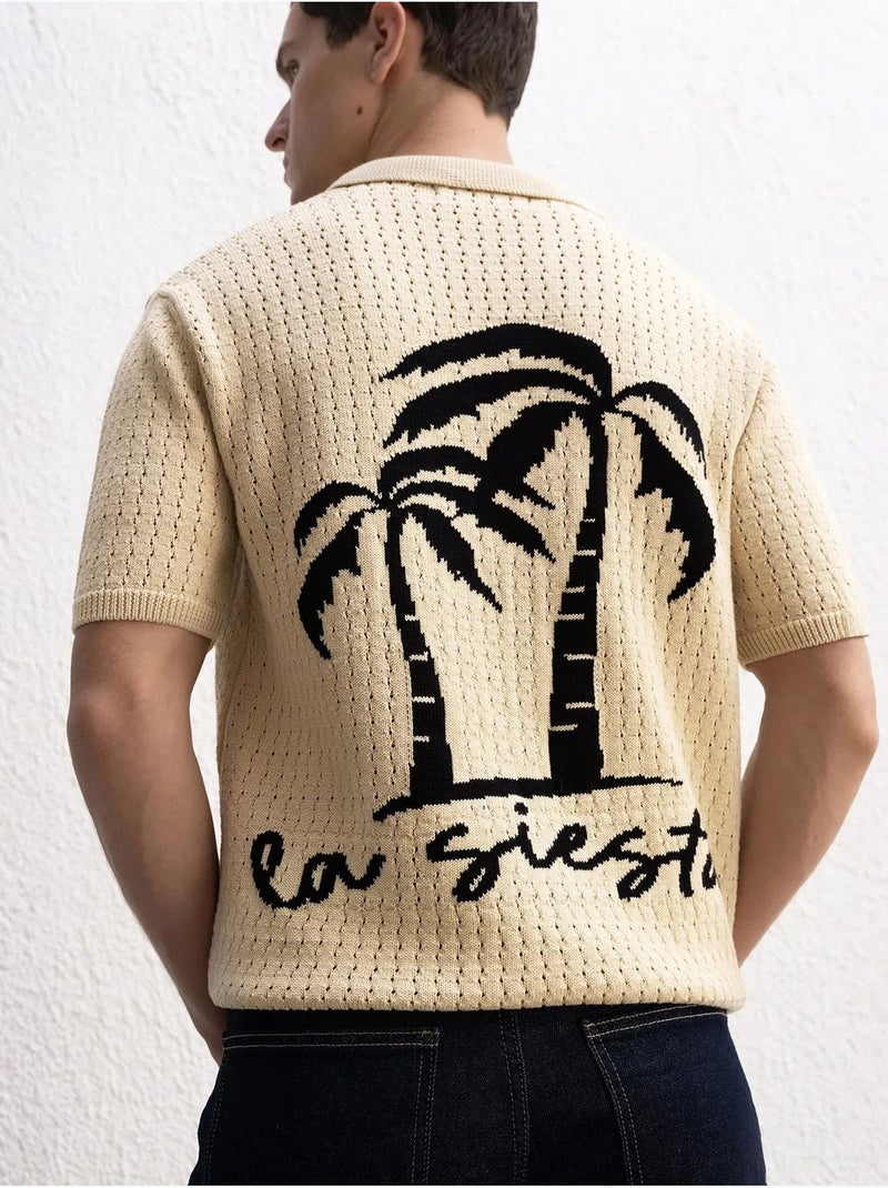 Getextureerd jacquard overhemd met knoopsluiting giesto Klei-beige - Kiabi