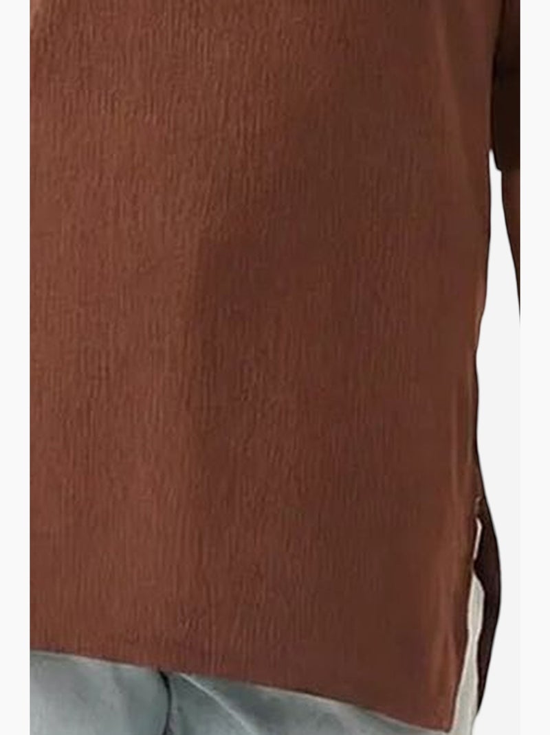 Getextureerd t-shirt met ronde hals en korte mouwen bdart Chocoladebruin - Kiabi