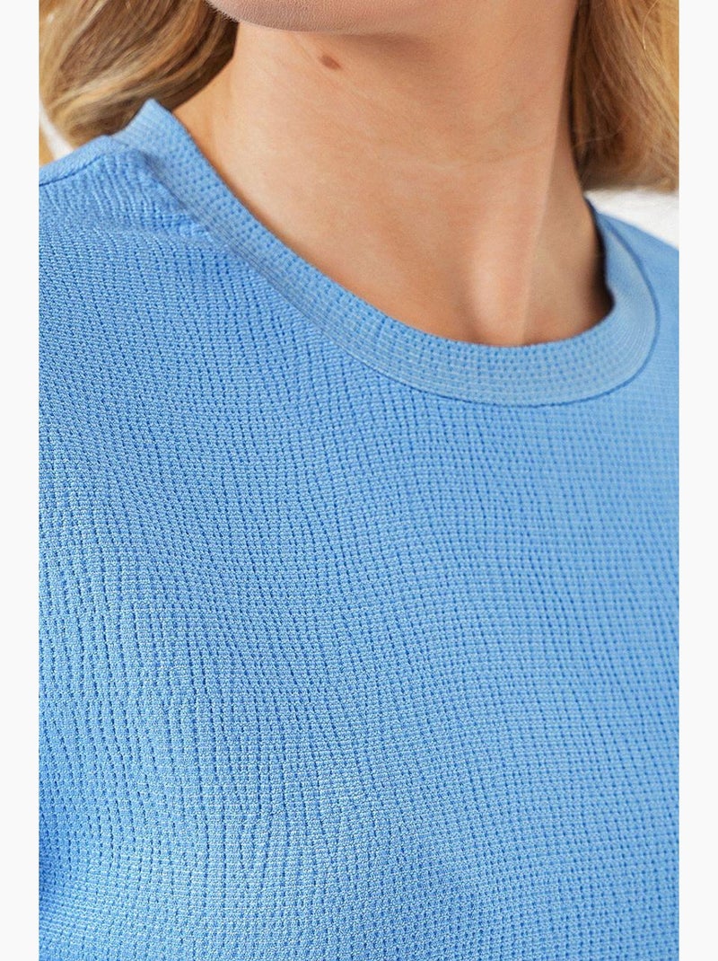 Getextureerd t-shirt met ronde hals en korte mouwen bdart Hemelsblauw - Kiabi