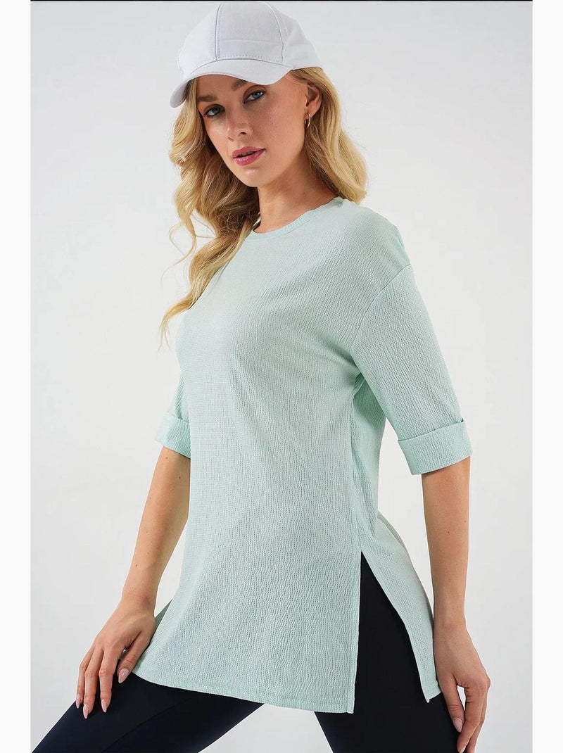 Getextureerd t-shirt met ronde hals en korte mouwen bdart Muntgroen - Kiabi