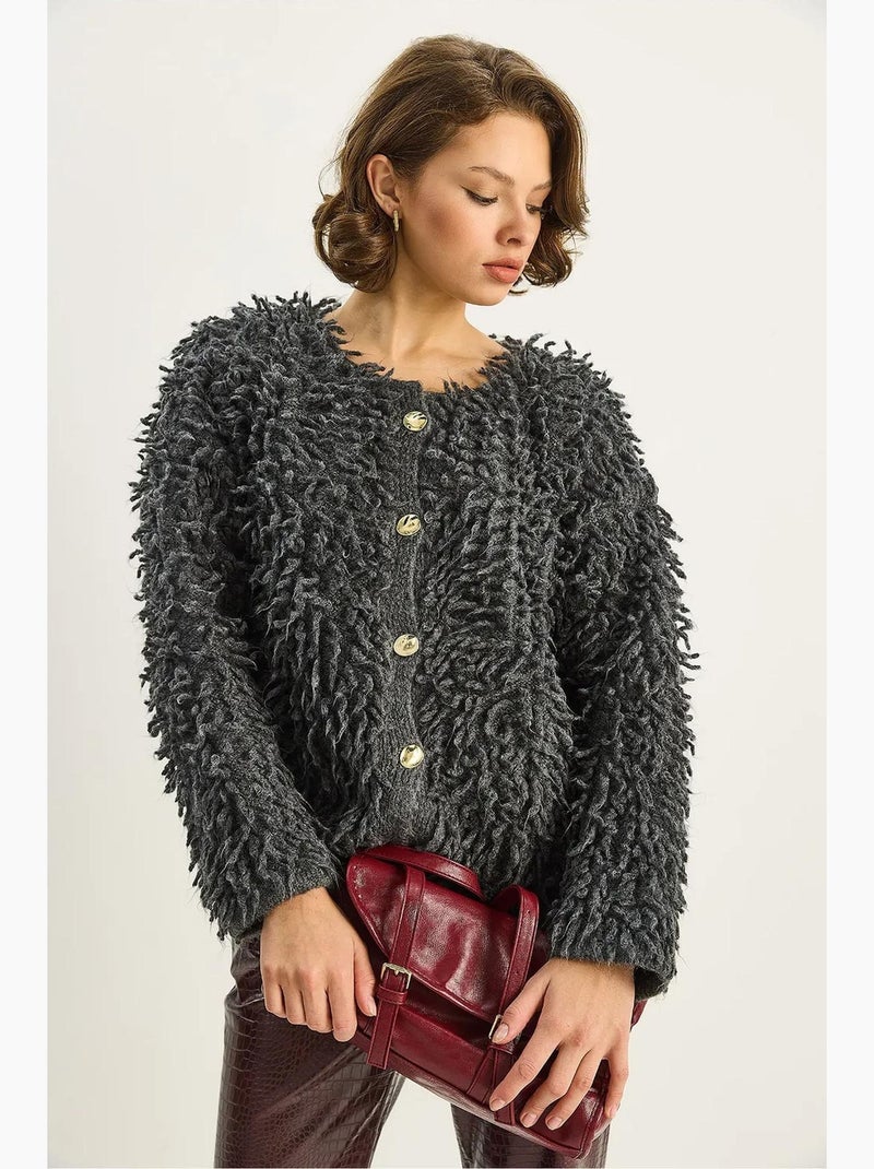 Getextureerd vest met knopen lucci Grijs Zwart - Kiabi
