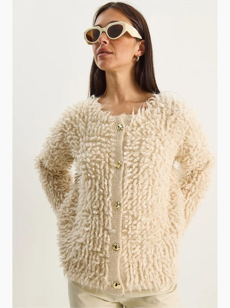 Getextureerd vest met knopen lucci Klei-beige - Kiabi