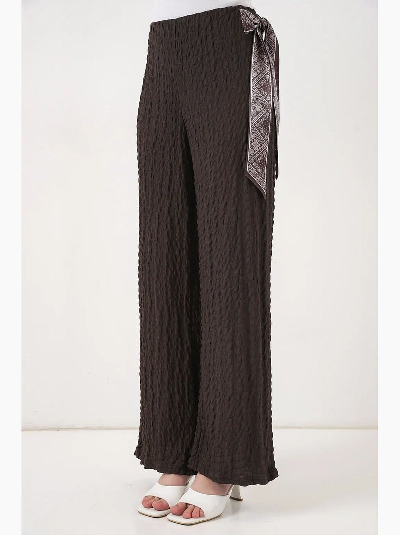 Getextureerde broek met sjaaldetail bdart Chocoladebruin - Kiabi