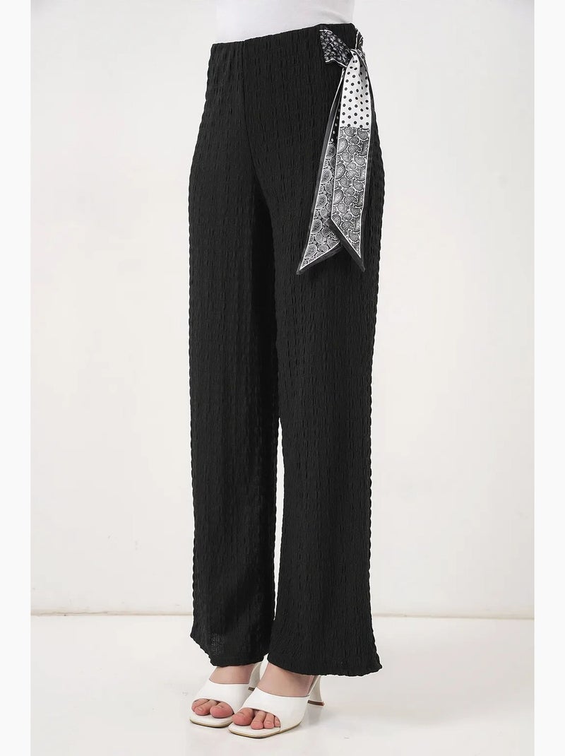 Getextureerde broek met sjaaldetail bdart Zwart - Kiabi