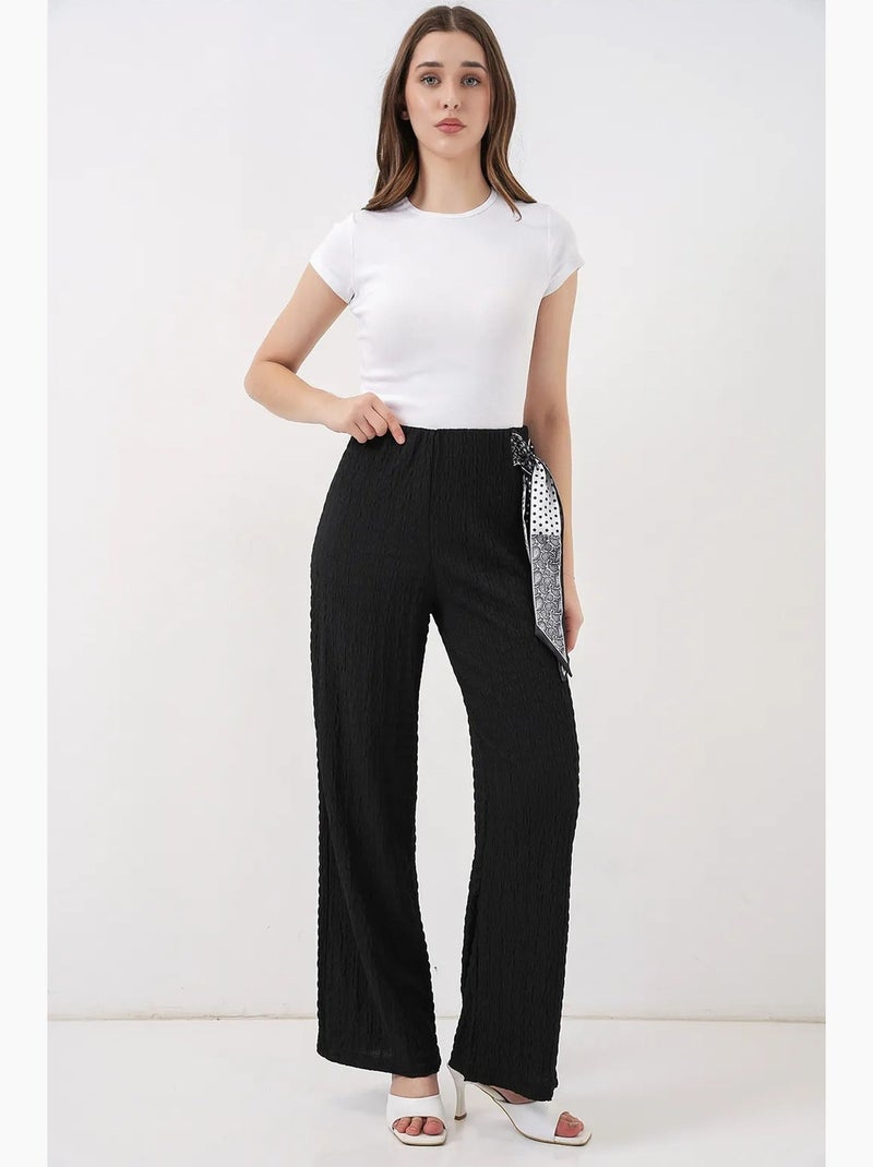 Getextureerde broek met sjaaldetail bdart Zwart - Kiabi