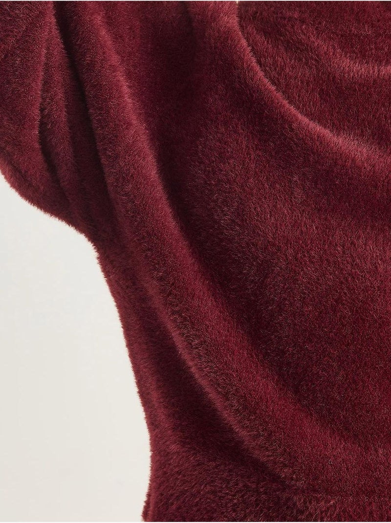 Getextureerde gebreide trui met ronde hals lucci Bordeauxrood - Kiabi