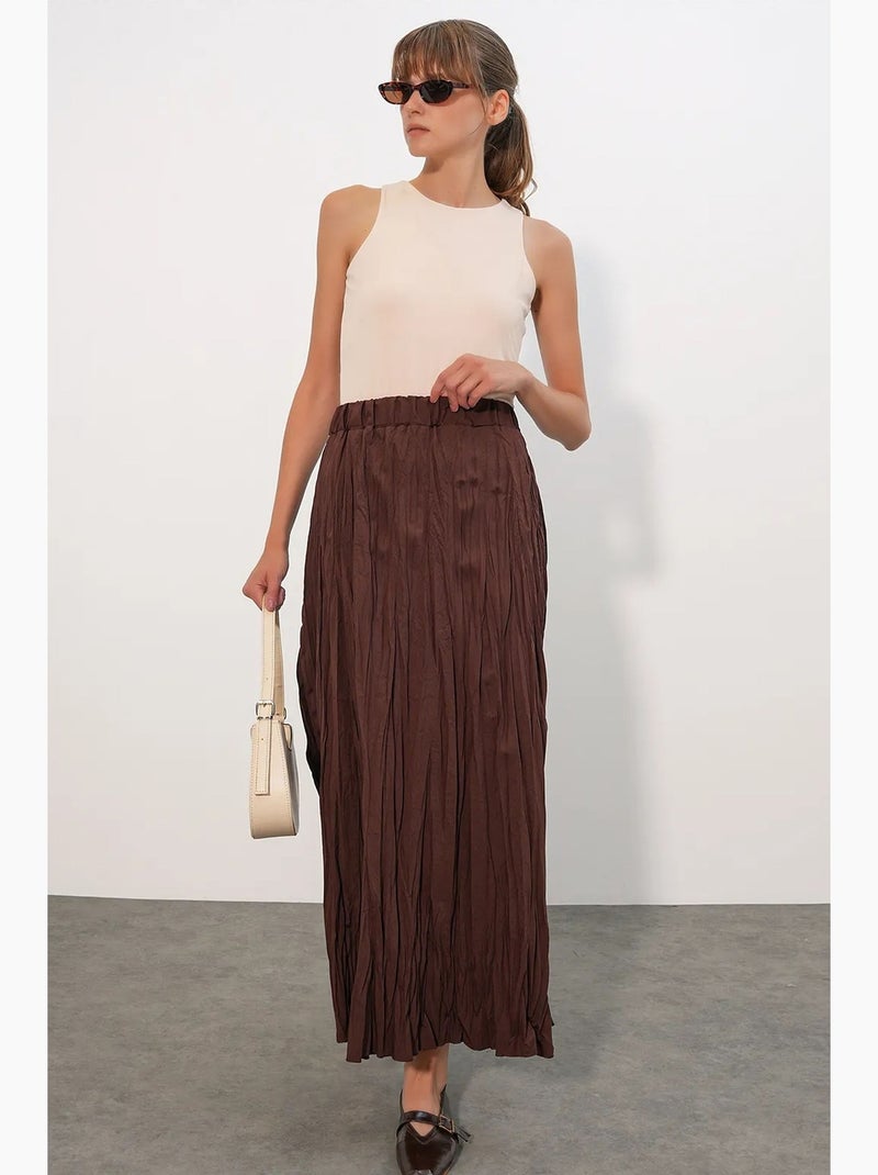 Getextureerde maxi-rok bdart Bruin - Kiabi