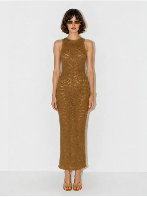 Getextureerde mouwloze bodycon maxi-jurk van viscose lucci - Kiabi Getextureerde mouwloze bodycon maxi-jurk van viscose lucci - Kiabi