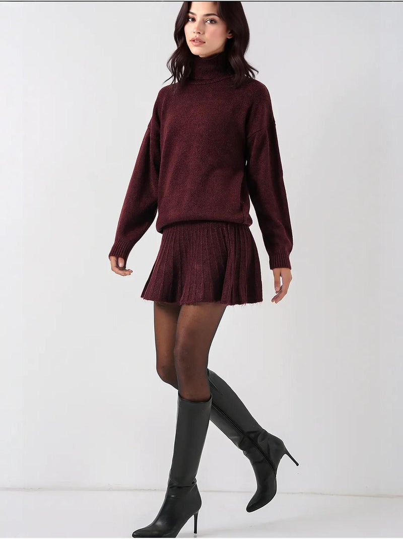 Getextureerde oversized colset van gebreide co-ord bdart Bordeauxrood - Kiabi