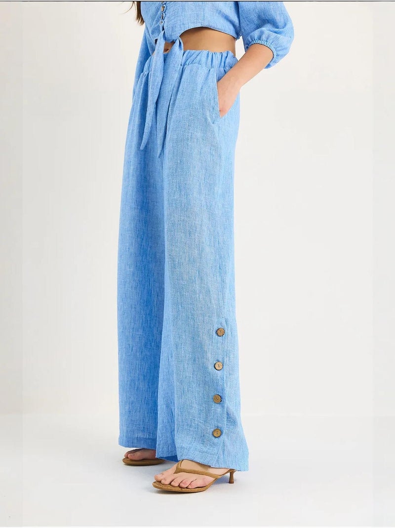 Getextureerde v-hals co-ord set met lange mouwen, tweedelig lucci Saffierblauw - Kiabi