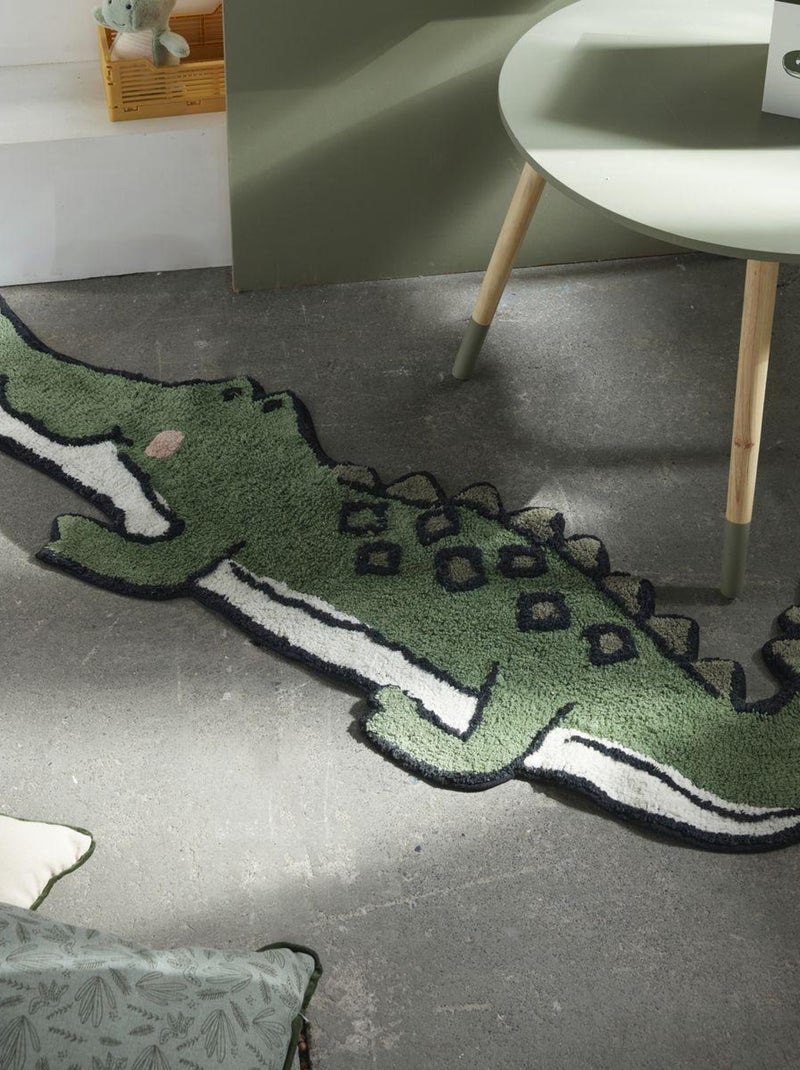 Getuft katoenen krokodillenvloerkleed Groen - Kiabi