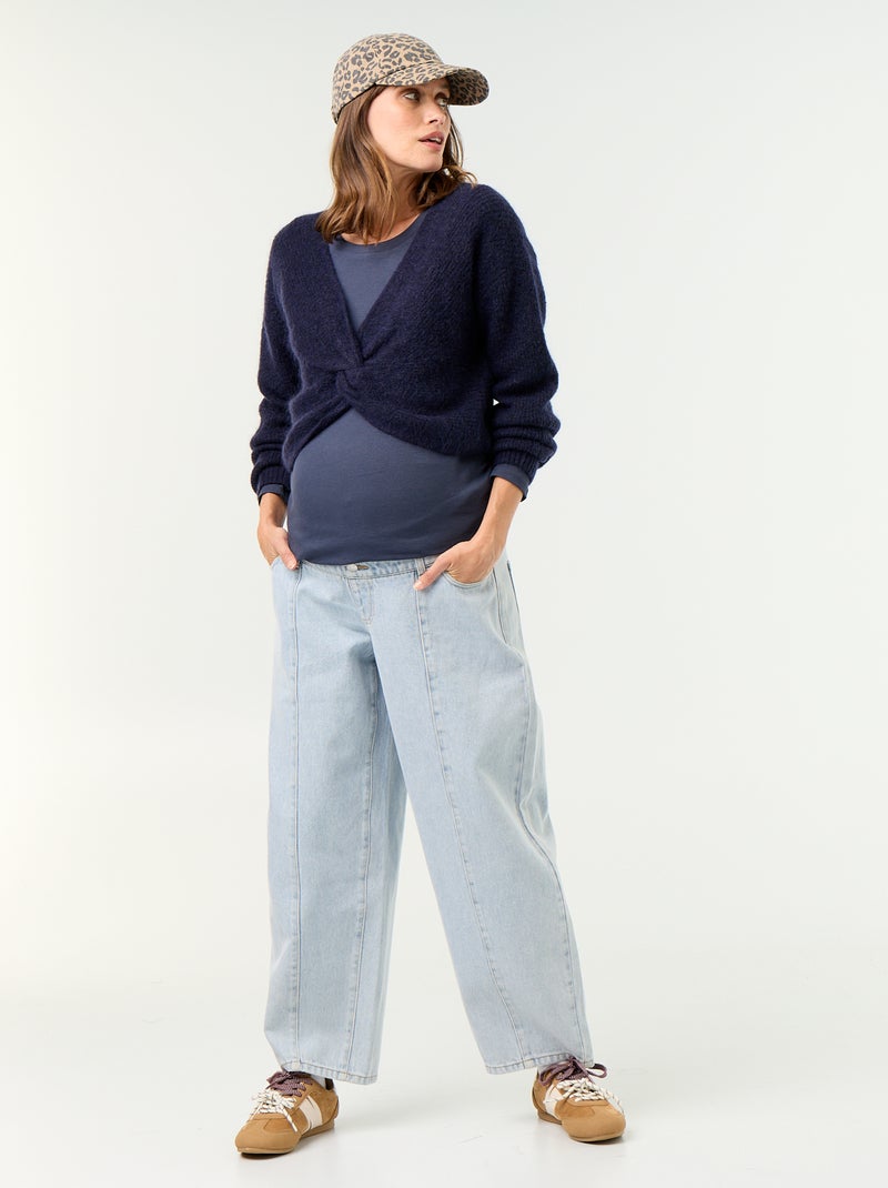 Getwiste cropped zwangerschapstrui Blauw - Kiabi