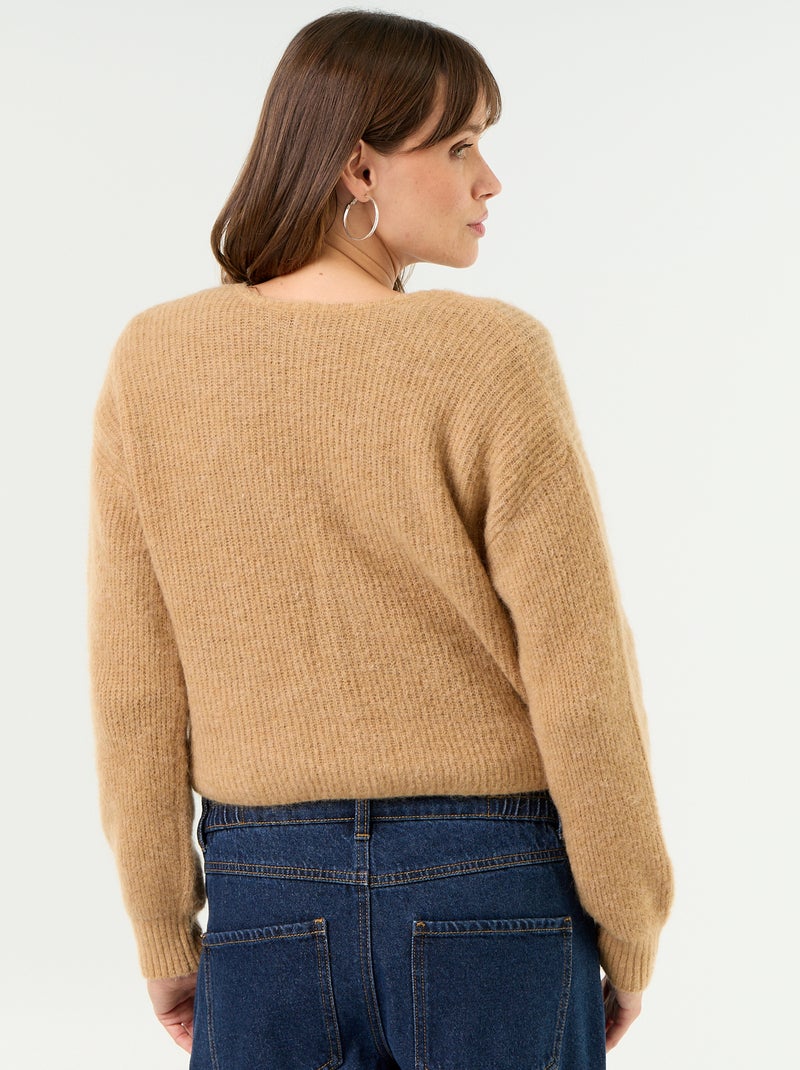 Getwiste cropped zwangerschapstrui Taupe - Kiabi