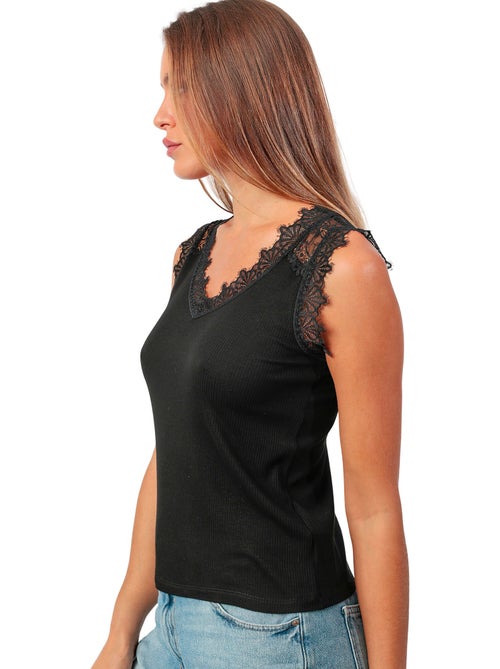 Gevlochten clivage mouwloos t-shirt - Kiabi