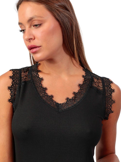 Gevlochten clivage mouwloos t-shirt - Kiabi