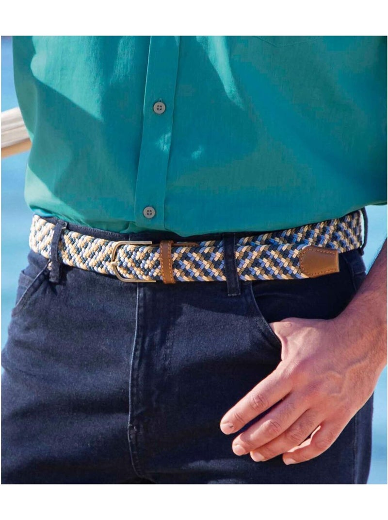 Gevlochten stretchriem  - atlas for men Wit Bruin Blauw - Kiabi